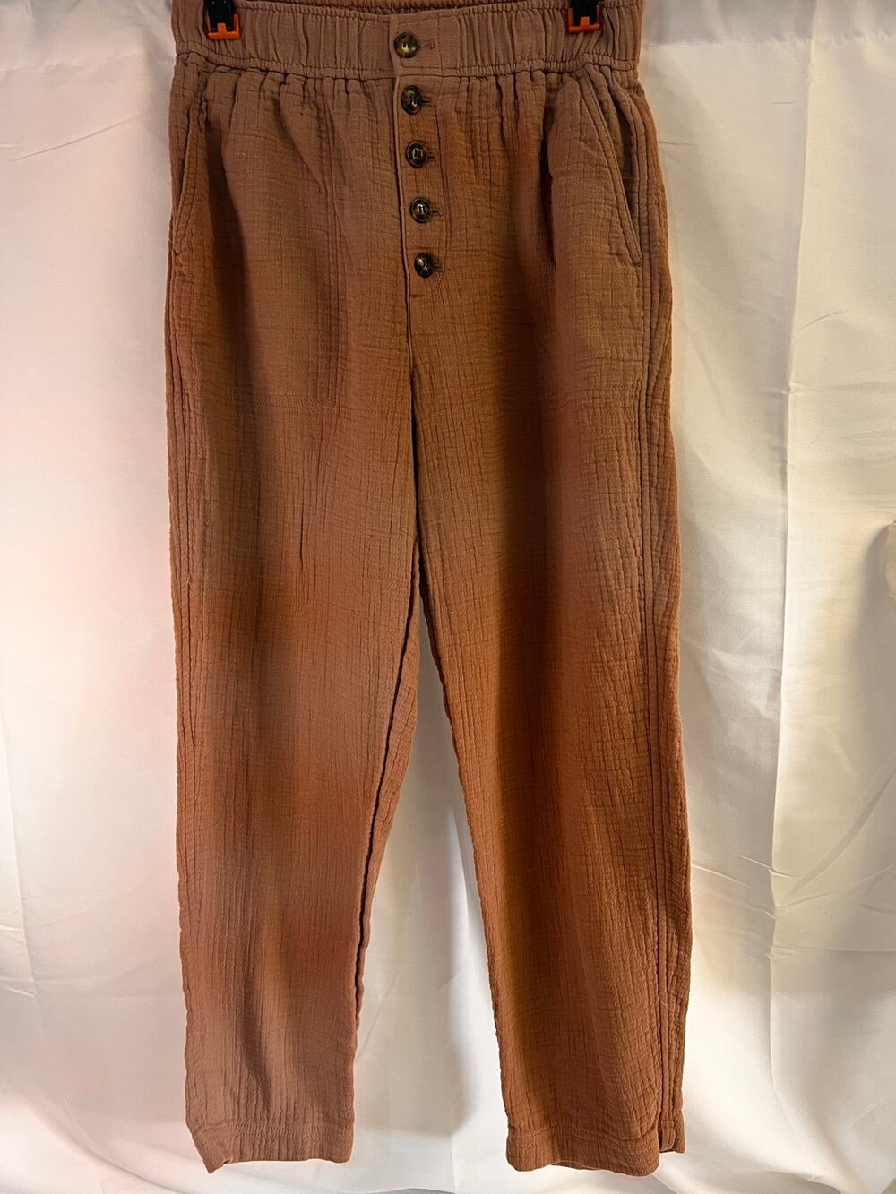Madewell Cotton Linen Blend Brown Pants Women’s Small Relaxed Fit